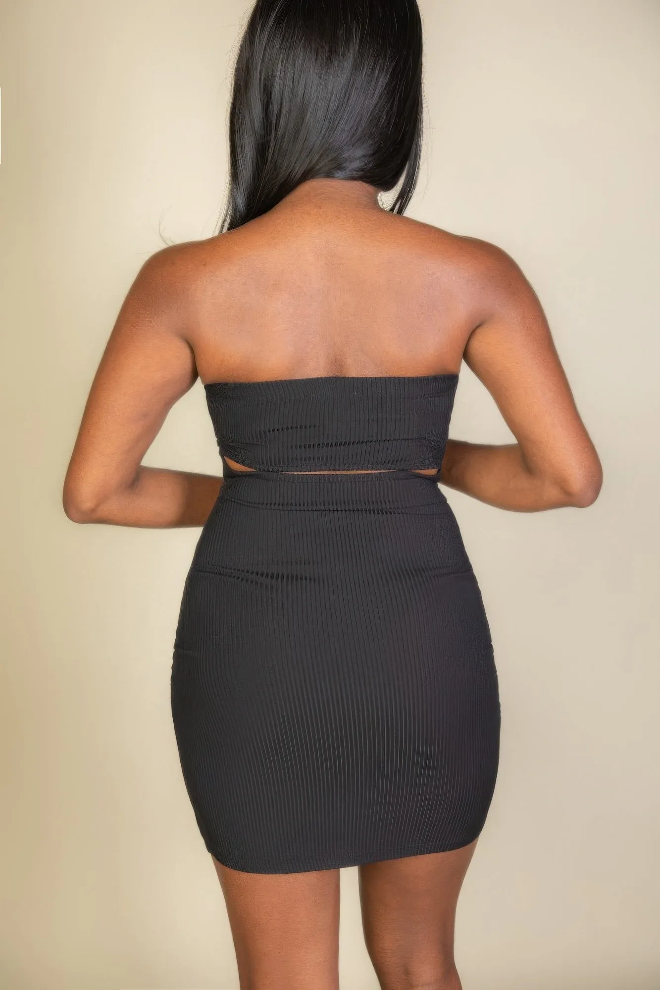 Ribbed Bandeau Cut Out Back Mini Bodycon Dress sold by Gigi Laurent product image thumbnail 5