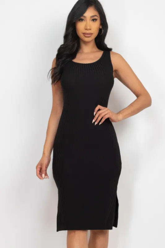 Ribbed Side Slit Tank Midi Dress sold by Gigi Laurent