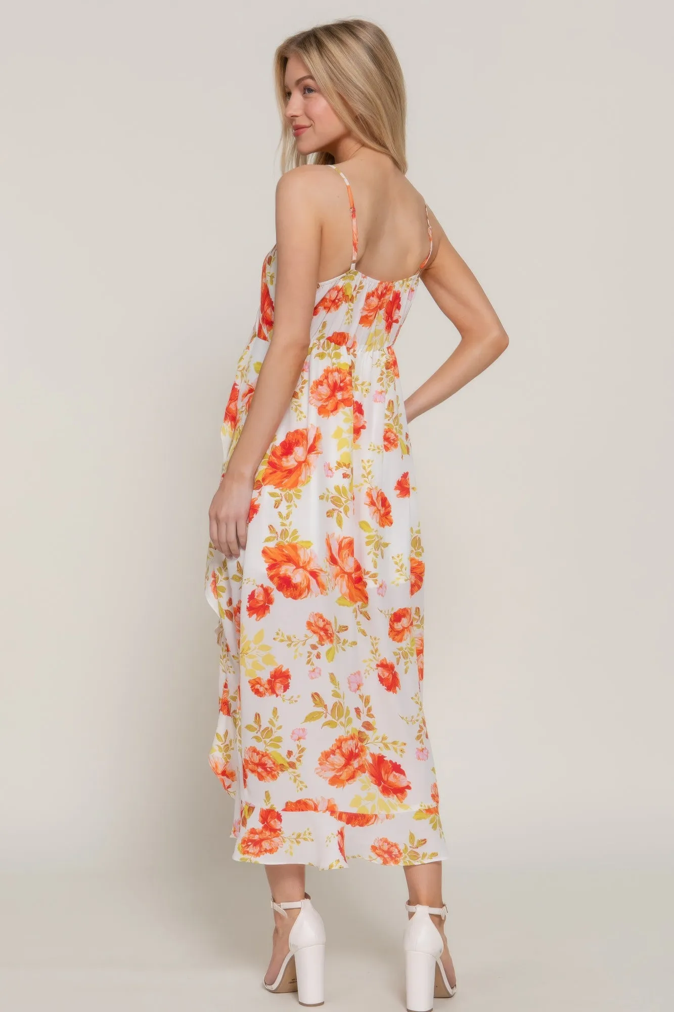 Floral Print Ruffle Slip Midi Dress sold by Gigi Laurent product image thumbnail 4