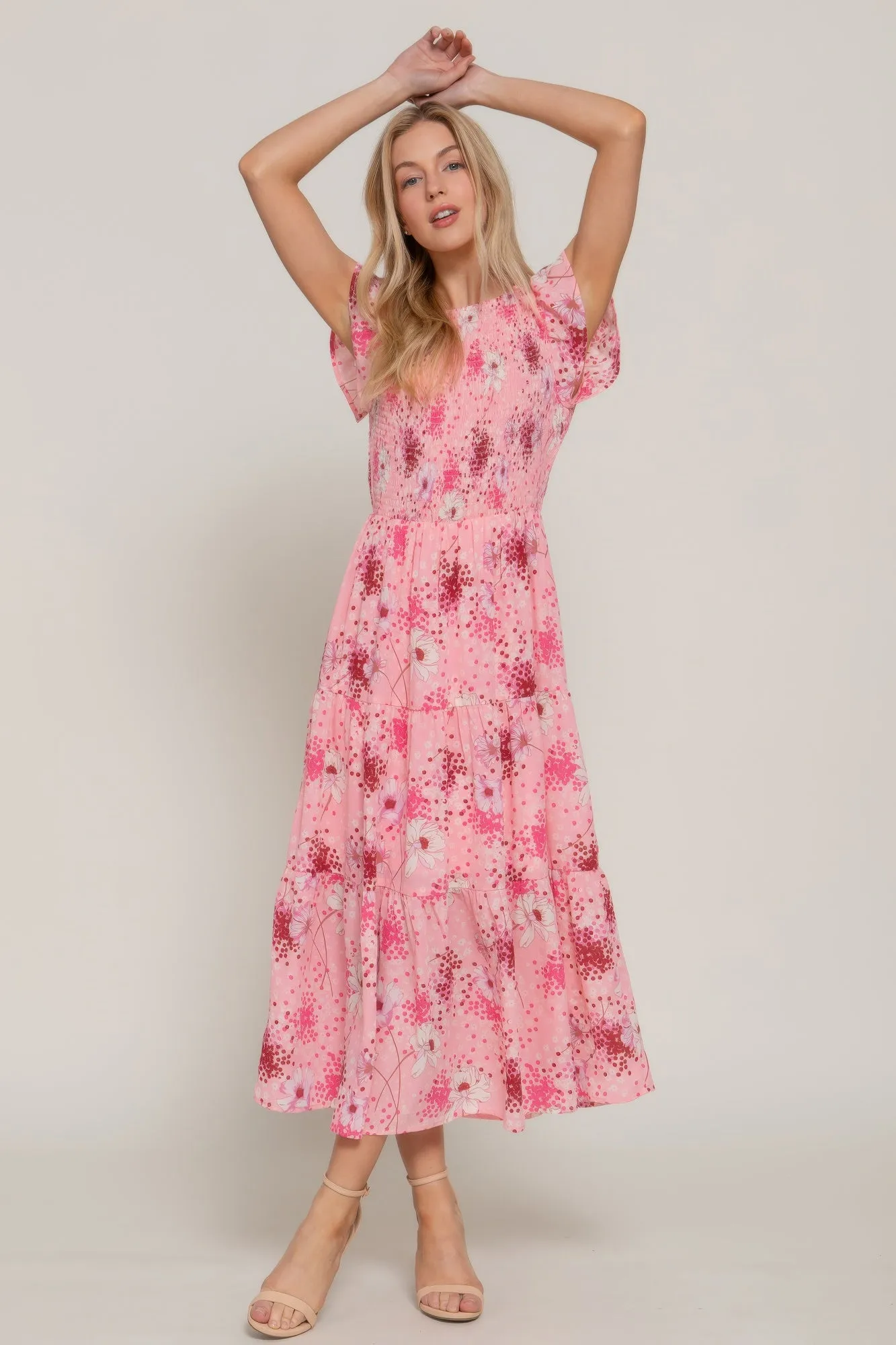 Ruffl Slv Smocked Floral Print Dresss sold by Gigi Laurent product image thumbnail 3