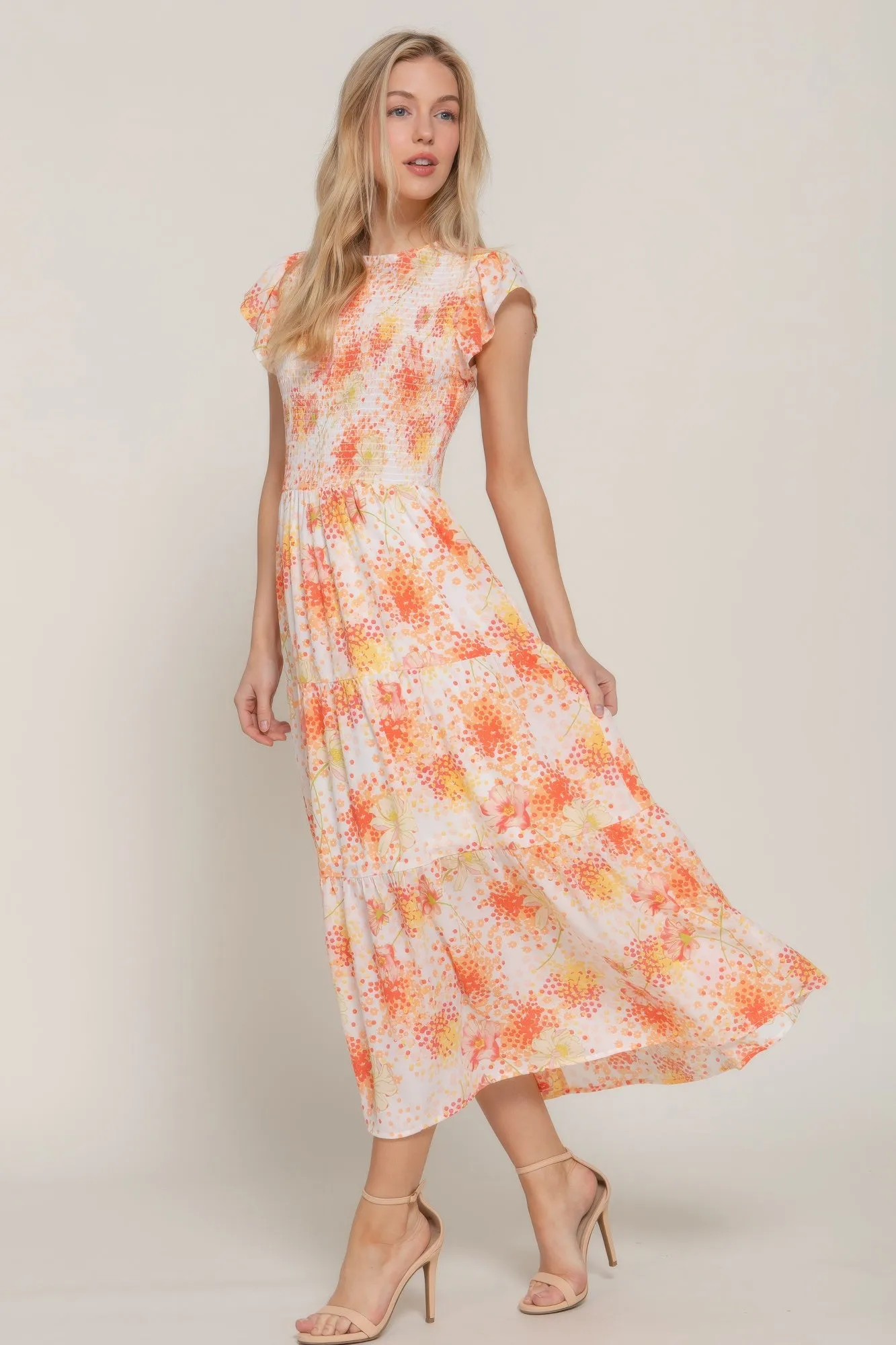 Ruffl Slv Smocked Floral Print Dresss sold by Gigi Laurent product image thumbnail 2