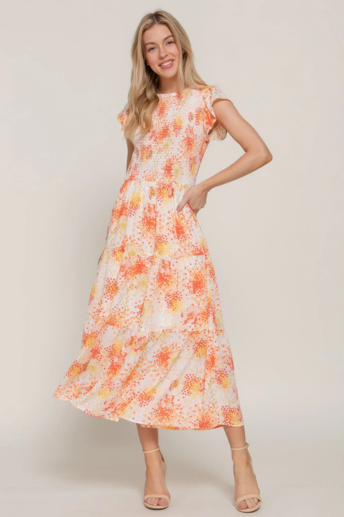 Ruffl Slv Smocked Floral Print Dresss sold by Gigi Laurent product image thumbnail 3