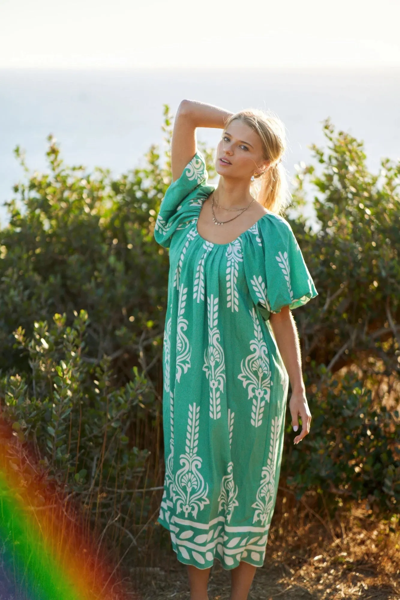 Printed Midi Dress With Short Puff Sleeves sold by Gigi Laurent product image thumbnail 2