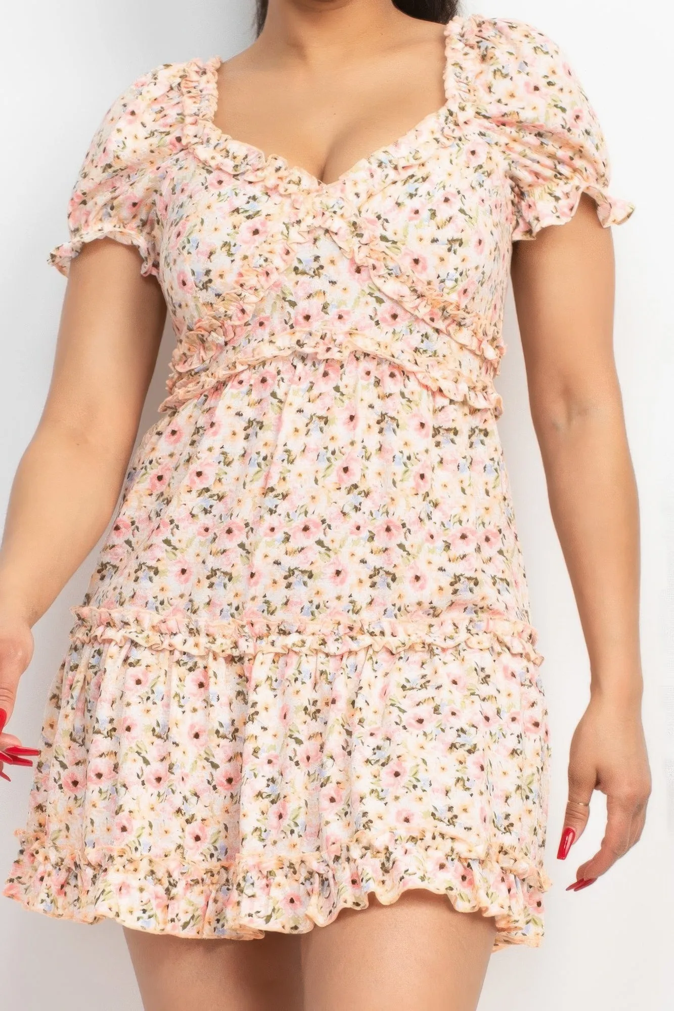 Ruffled Floral Puff Sleeve Dress sold by Gigi Laurent product image thumbnail 4