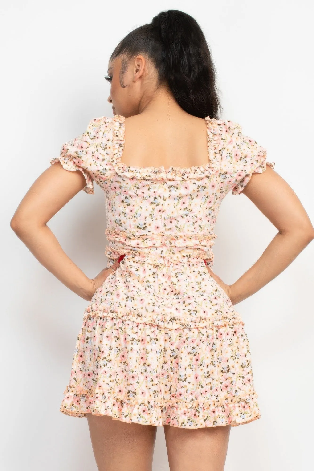Ruffled Floral Puff Sleeve Dress sold by Gigi Laurent product image thumbnail 5