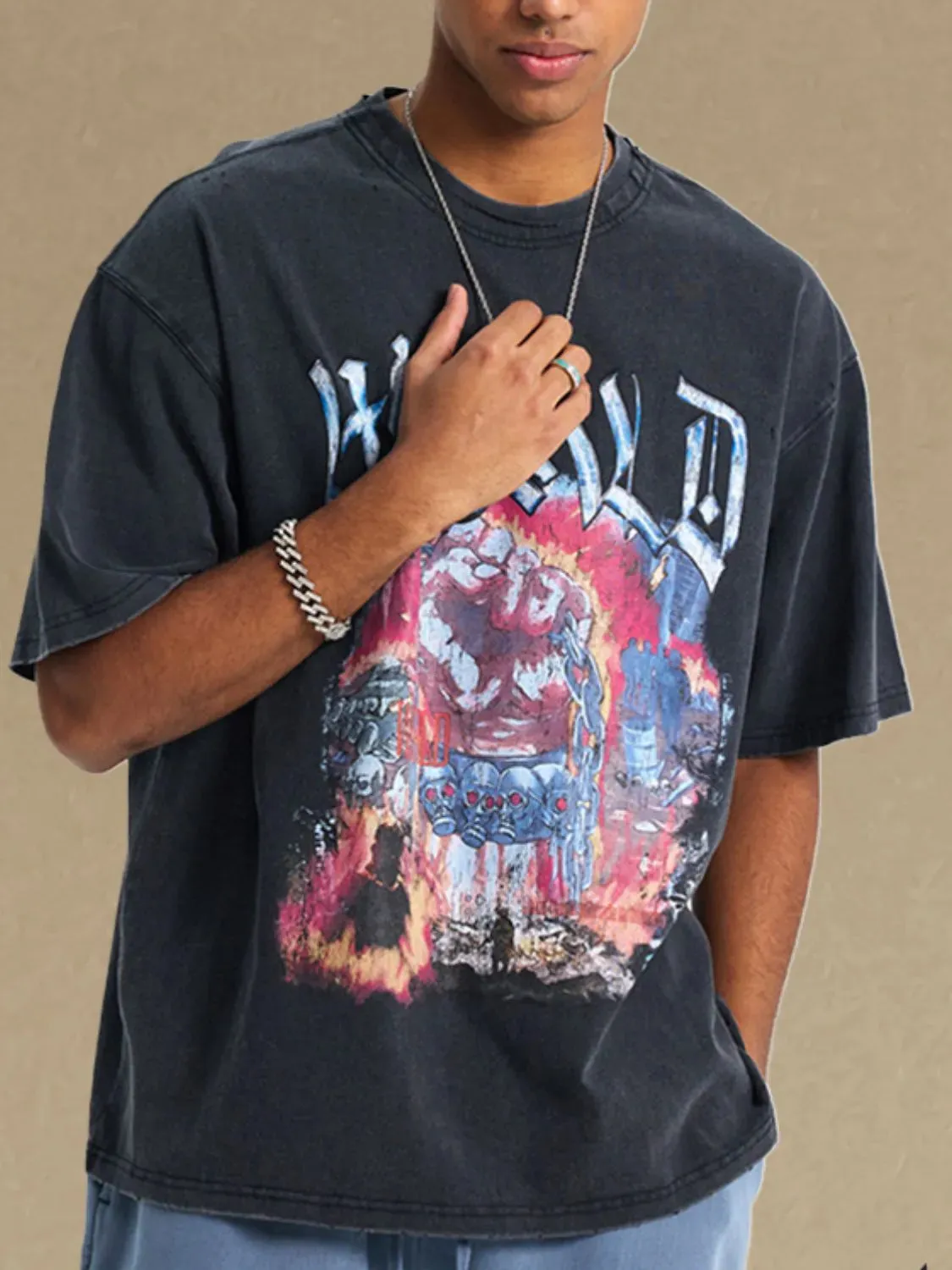 Men's Graphic Round Neck Half Sleeve T-Shirt sold by Gigi Laurent