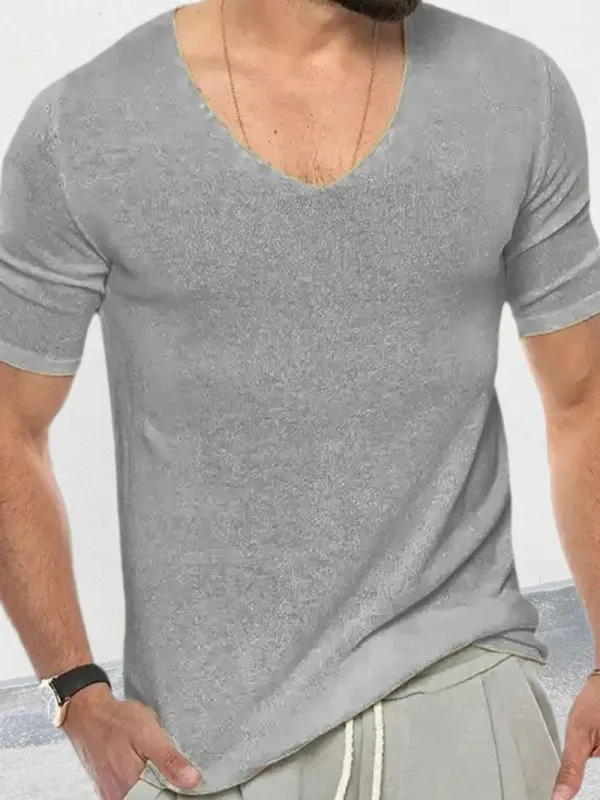 Men's V-Neck Short Sleeve T-Shirt sold by Gigi Laurent
