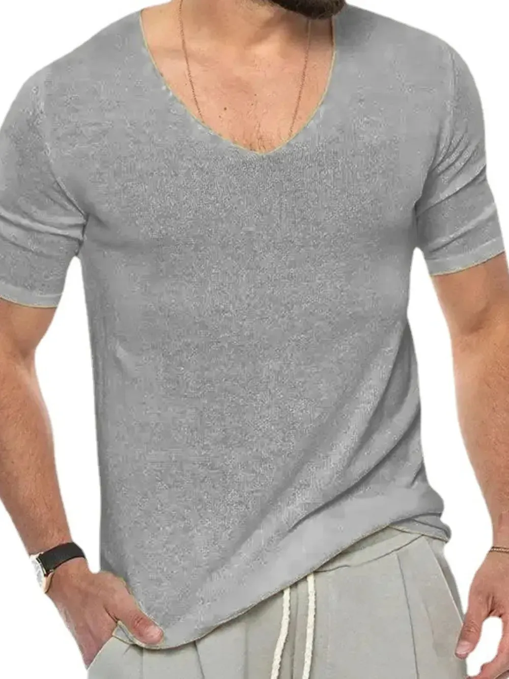 Men's V-Neck Short Sleeve T-Shirt sold by Gigi Laurent product image thumbnail 2