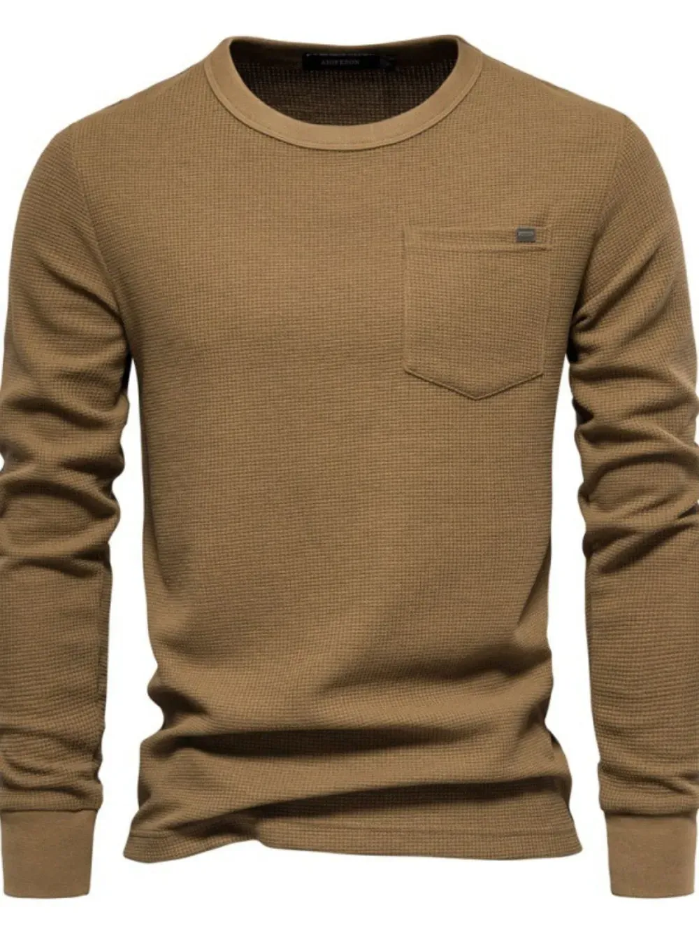 Men's Waffle-Knit Round Neck T-Shirt sold by Gigi Laurent product image thumbnail 5