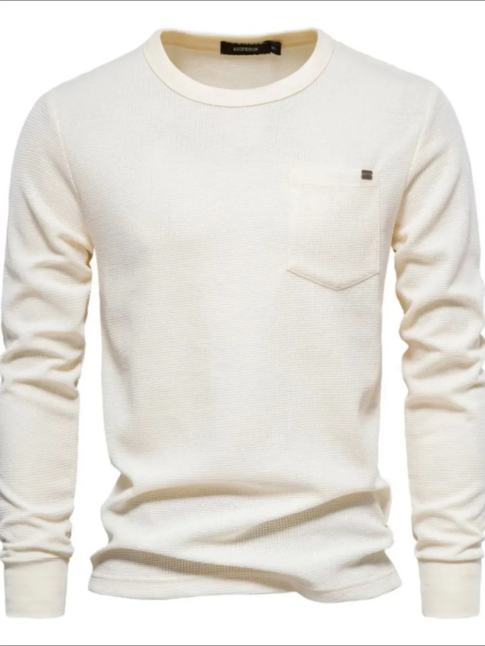 Men's Waffle-Knit Round Neck T-Shirt sold by Gigi Laurent product image thumbnail 4
