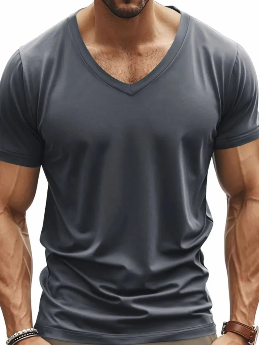 Men's Full Size V-Neck Short Sleeve T-Shirt Plus Size sold by Gigi Laurent product image thumbnail 3