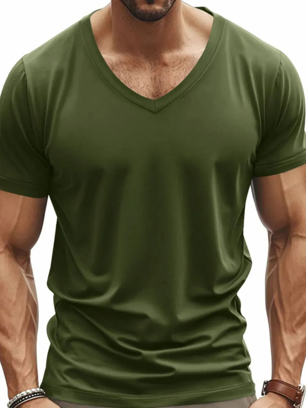 Men's Full Size V-Neck Short Sleeve T-Shirt Plus Size sold by Gigi Laurent product image thumbnail 4