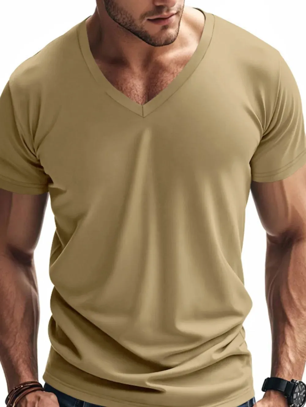 Men's Full Size V-Neck Short Sleeve T-Shirt Plus Size sold by Gigi Laurent product image thumbnail 2