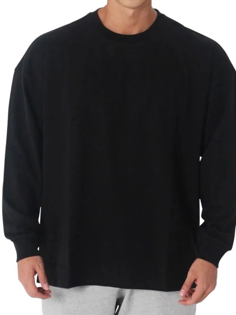 Men's Plus Size Round Neck Long Sleeve T-Shirt sold by Gigi Laurent product image thumbnail 3