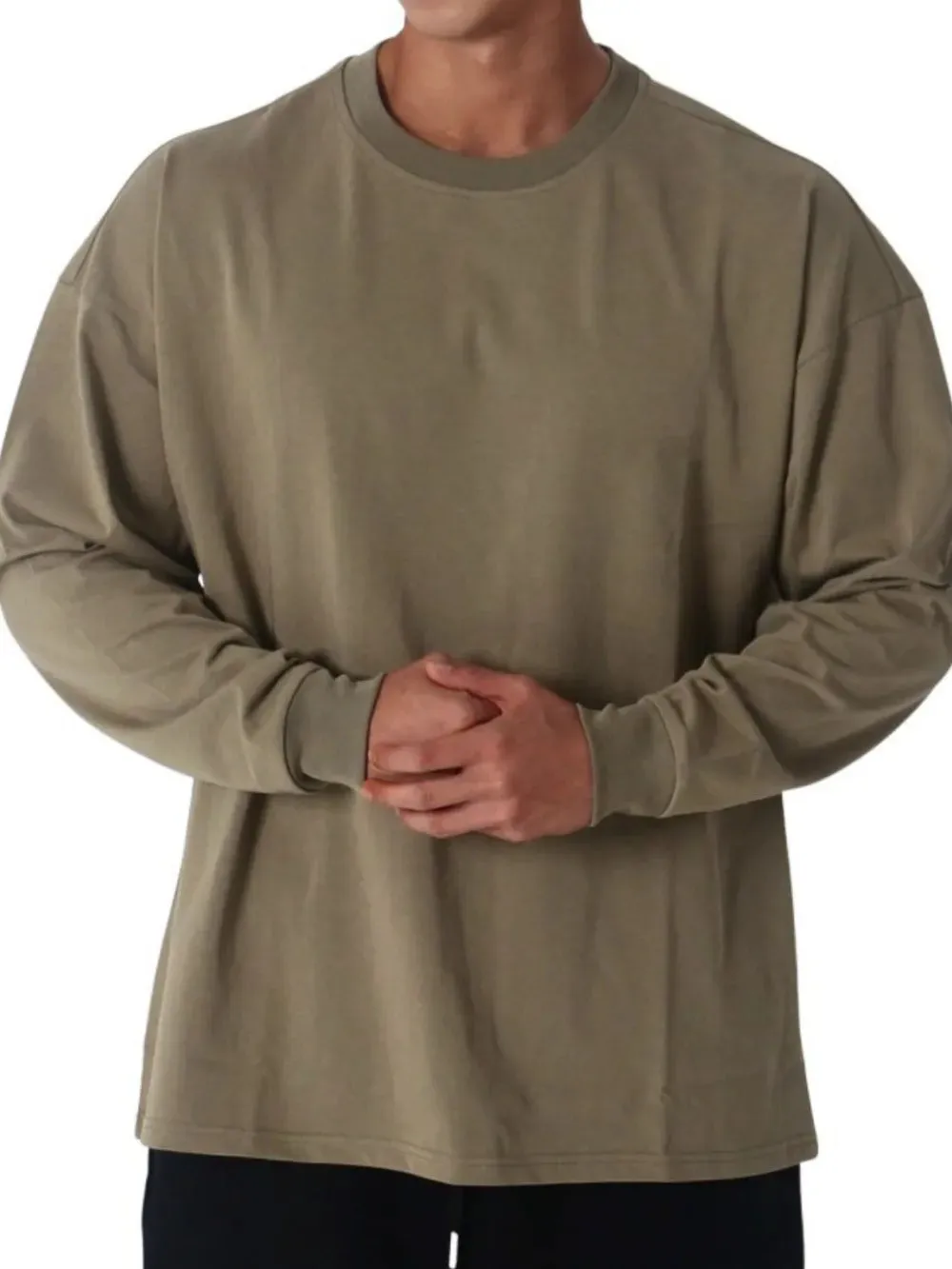 Men's Plus Size Round Neck Long Sleeve T-Shirt sold by Gigi Laurent product image thumbnail 4
