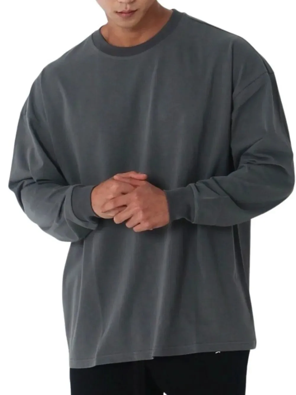 Men's Plus Size Round Neck Long Sleeve T-Shirt sold by Gigi Laurent product image thumbnail 2