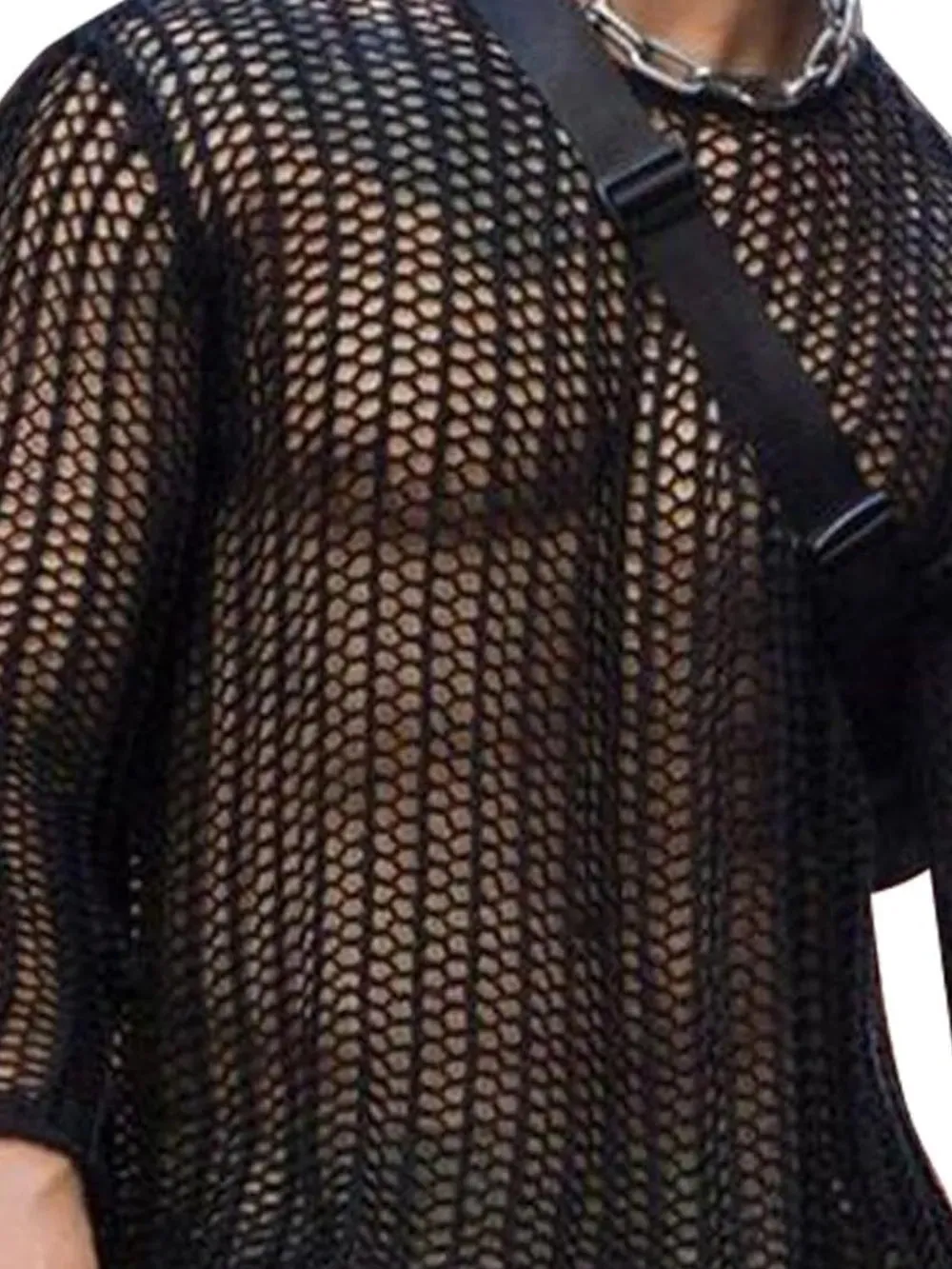 Men's Full Size Hollow Out Round Neck Long Sleeve Top Plus Size sold by Gigi Laurent product image thumbnail 2