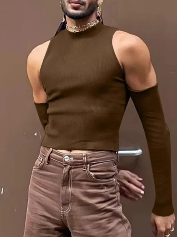 Men's Full Size Mock Neck Cold Shoulder T-Shirt Plus Size sold by Gigi Laurent