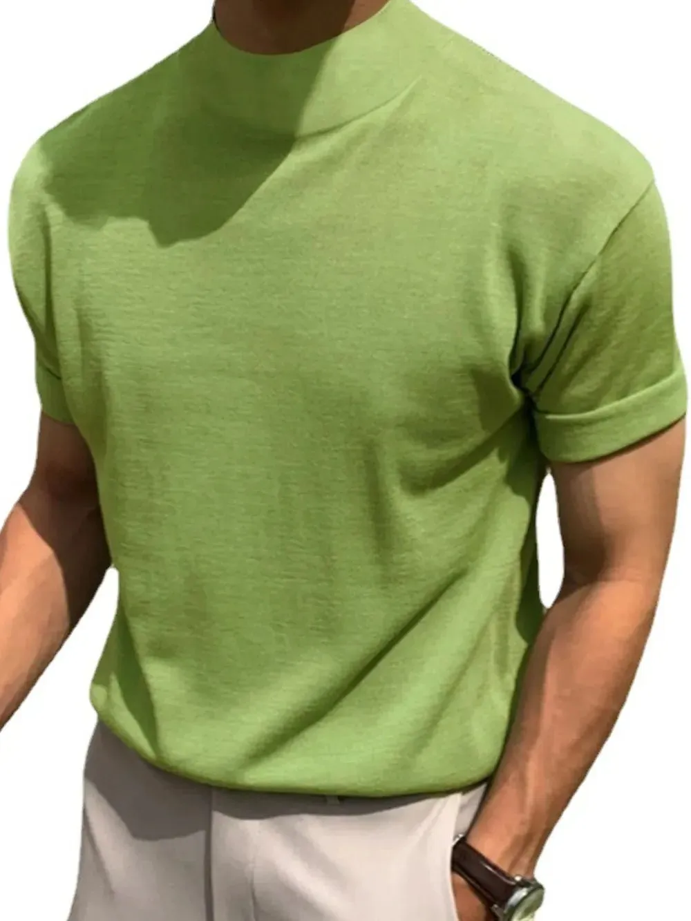 Men's Full Size Mock Neck Short Sleeve T-Shirt Plus Size sold by Gigi Laurent product image thumbnail 5