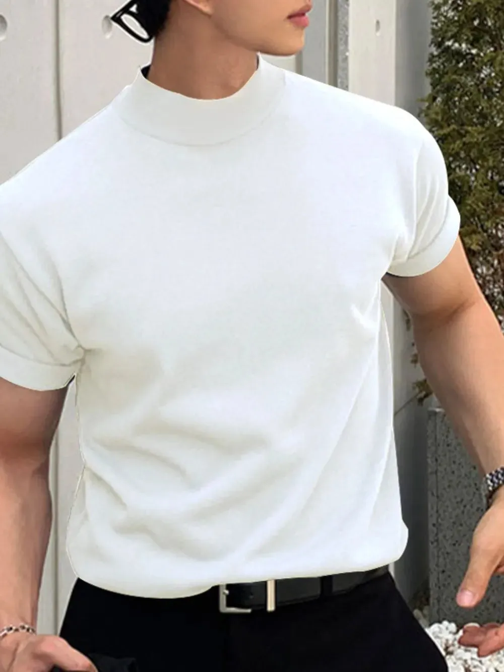 Men's Full Size Mock Neck Short Sleeve T-Shirt Plus Size sold by Gigi Laurent product image thumbnail 3