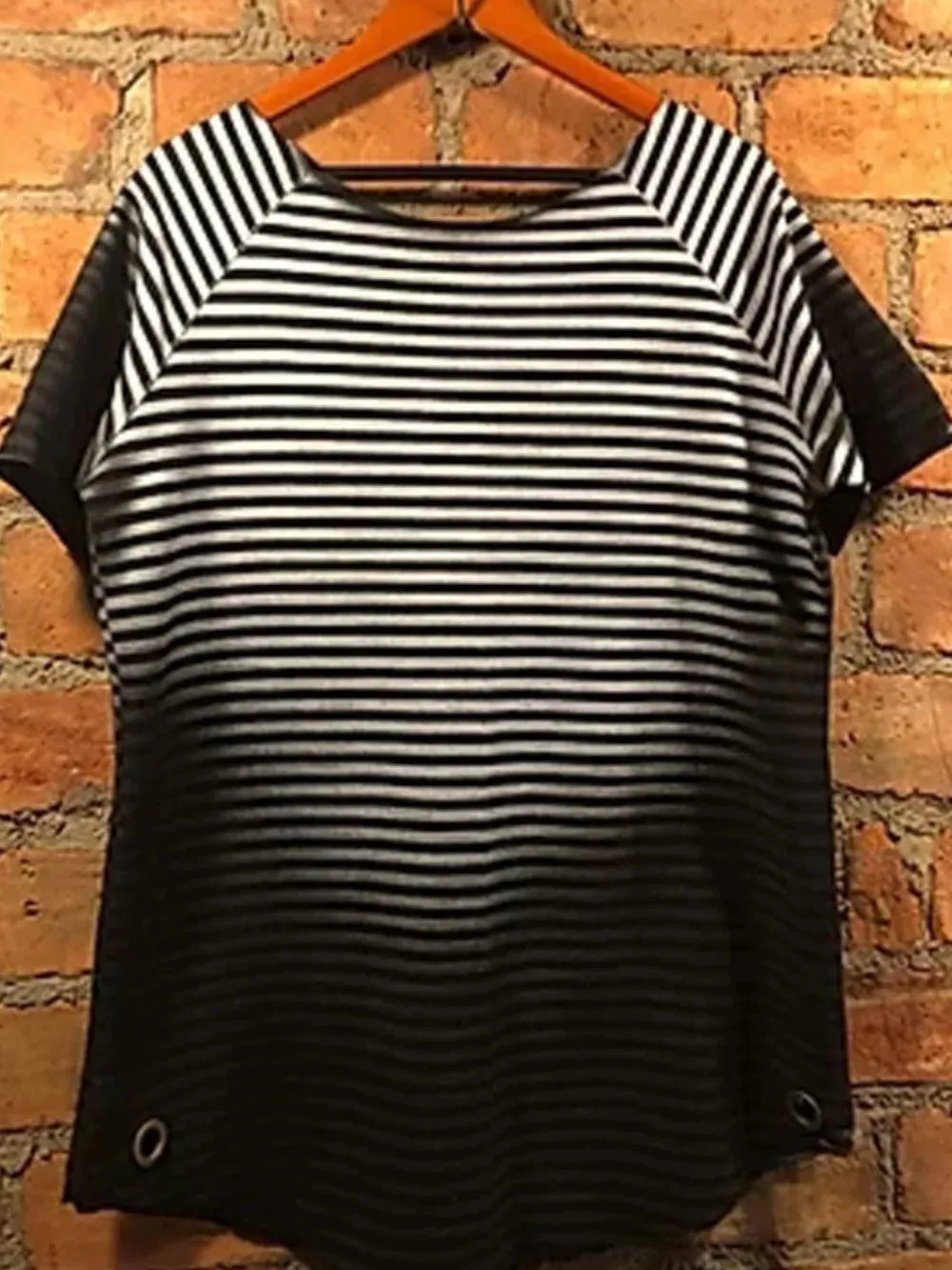 Men's Full Size Round Neck Short Sleeve Striped T-Shirt Plus Size sold by Gigi Laurent product image thumbnail 2