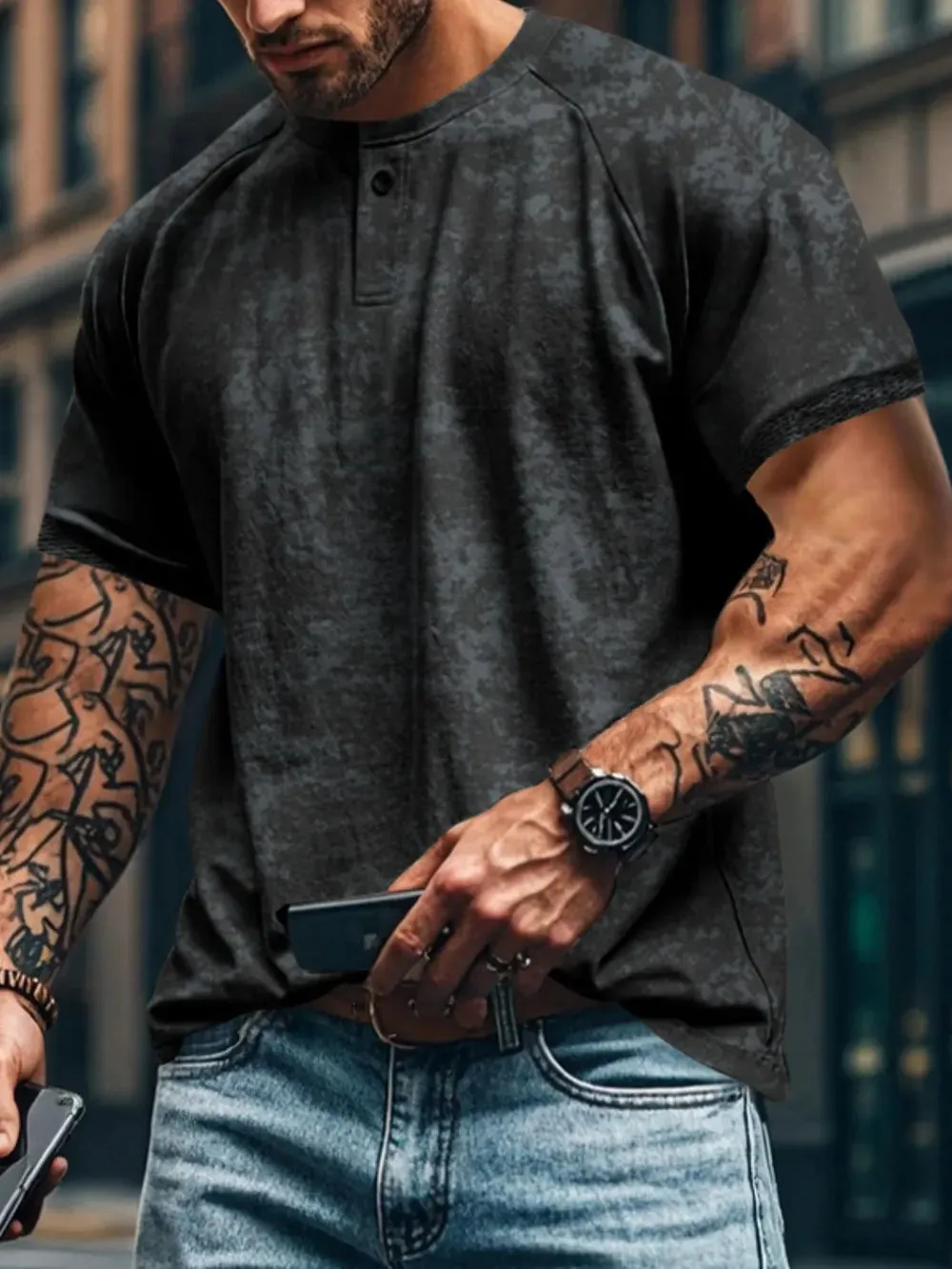 Men's Full Size Round Neck Short Sleeve T-Shirt Plus Size sold by Gigi Laurent product image thumbnail 3