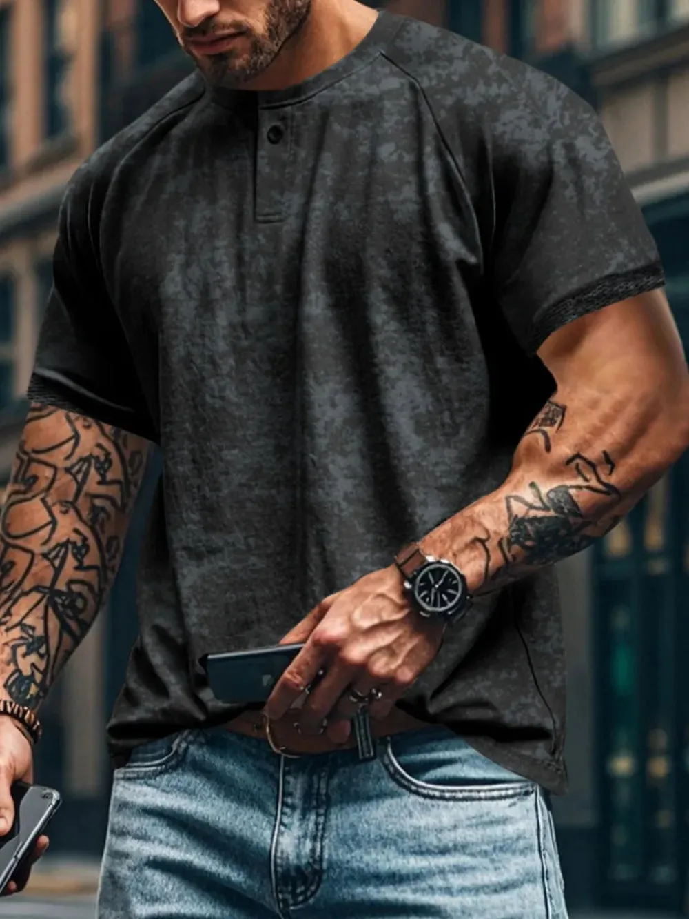 Men's Full Size Round Neck Short Sleeve T-Shirt Plus Size sold by Gigi Laurent product image thumbnail 2