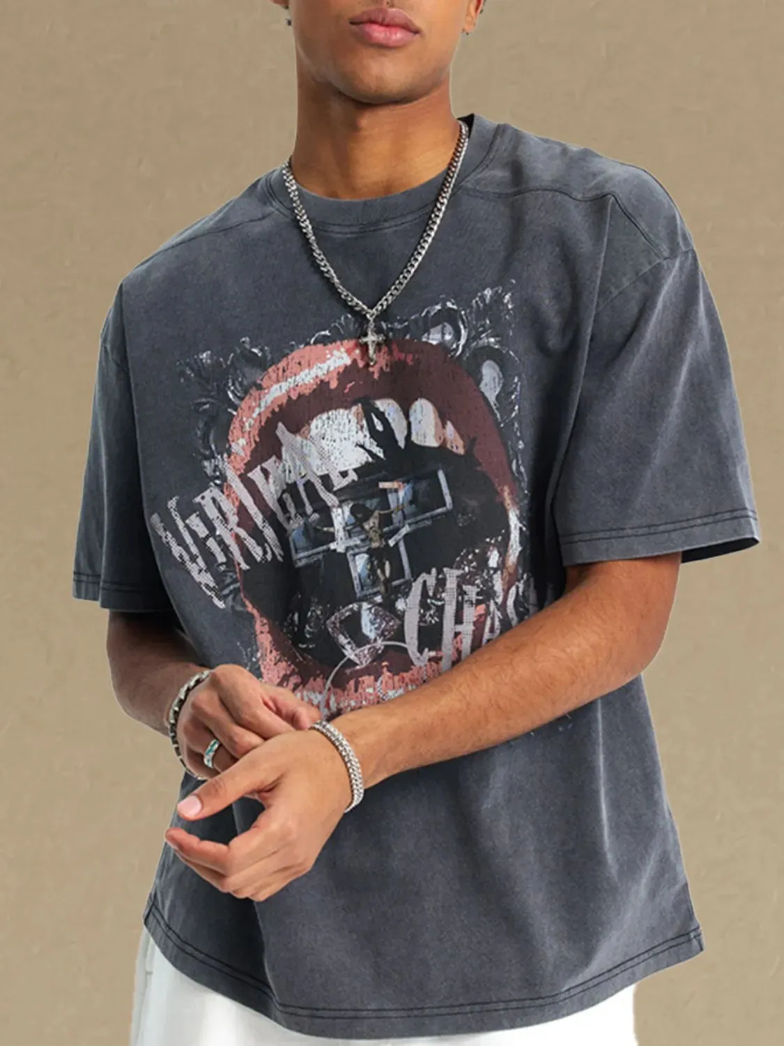 Men's Graphic Round Neck Half Sleeve T-Shirt sold by Gigi Laurent product image thumbnail 4