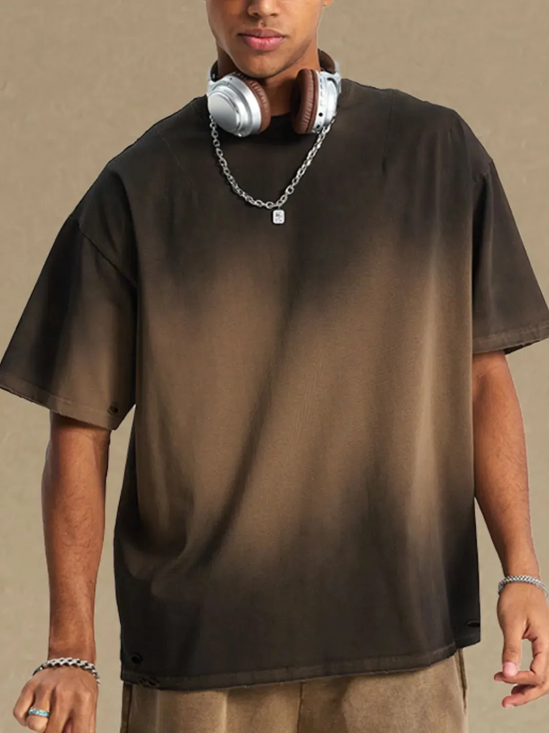 Men's Gradient Round Neck Half Sleeve T-Shirt sold by Gigi Laurent product image thumbnail 5