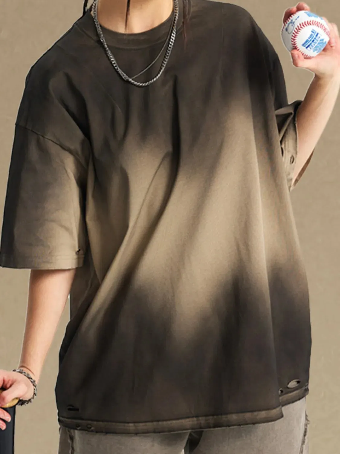 Men's Gradient Round Neck Half Sleeve T-Shirt sold by Gigi Laurent product image thumbnail 3