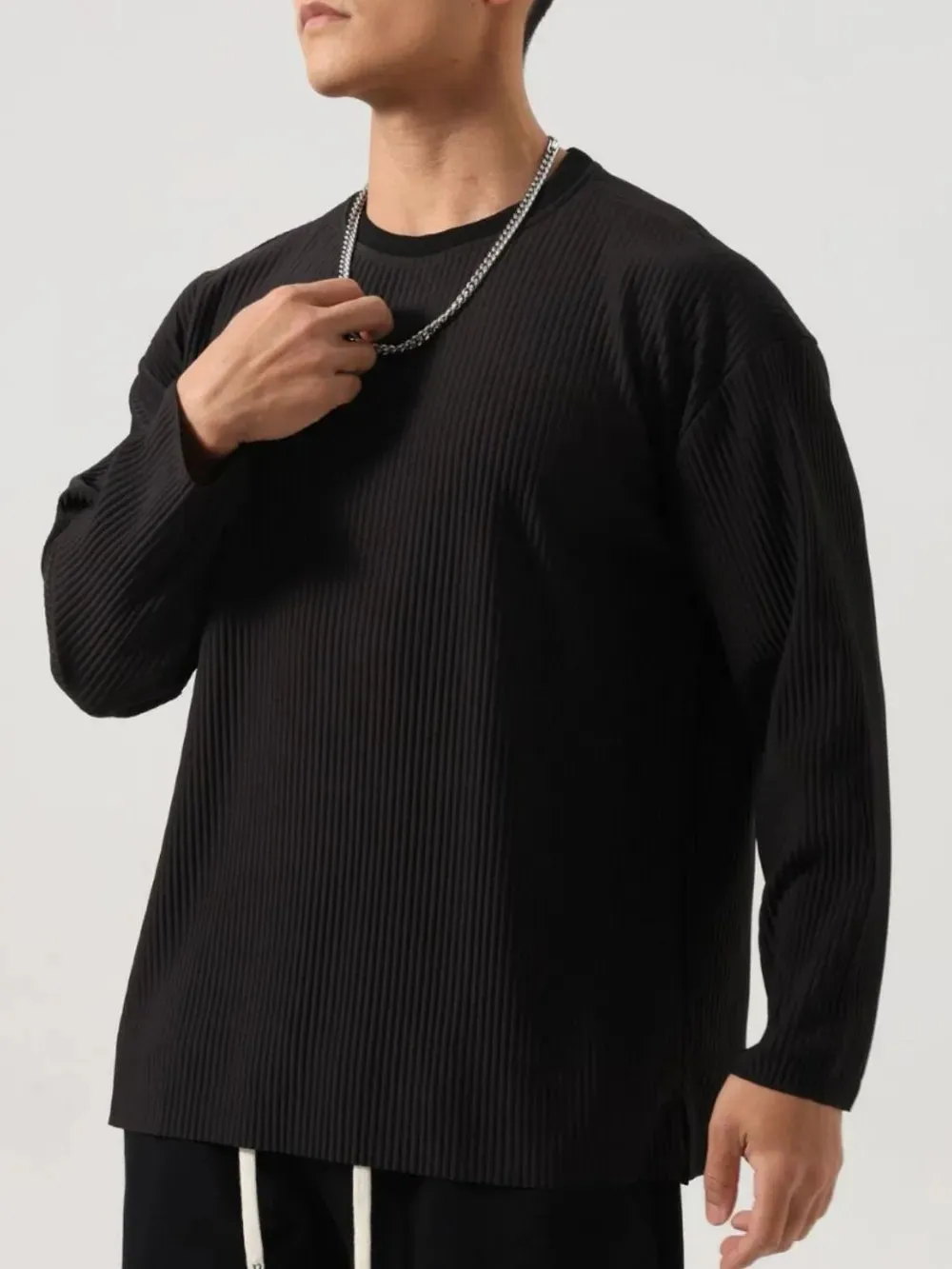 Men's Plus Size Round Neck Long Sleeve T-Shirt sold by Gigi Laurent product image thumbnail 5