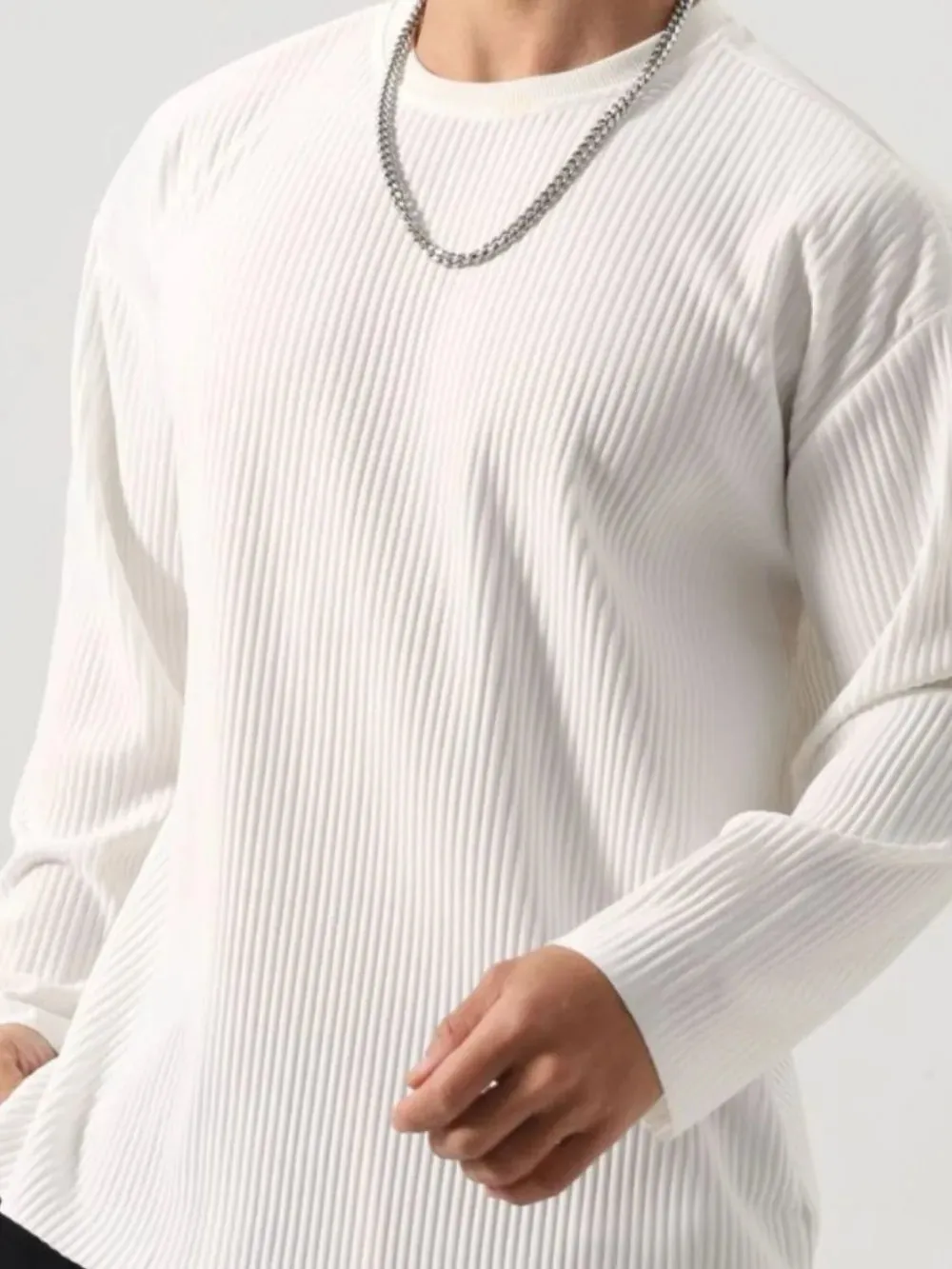Men's Plus Size Round Neck Long Sleeve T-Shirt sold by Gigi Laurent product image thumbnail 3