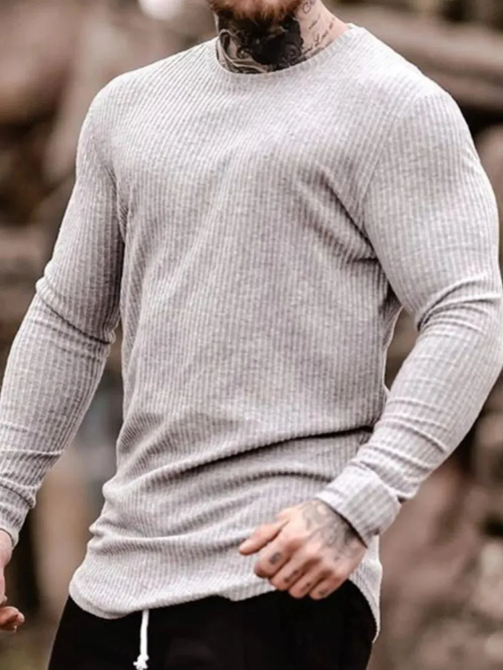 Men's Round Neck Long Sleeve T-Shirt sold by Gigi Laurent product image thumbnail 2