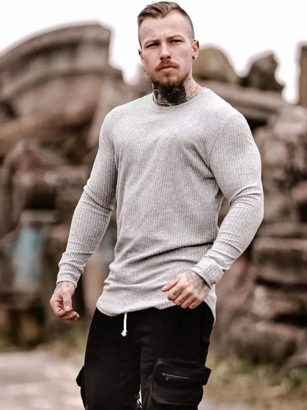 Men's Round Neck Long Sleeve T-Shirt sold by Gigi Laurent