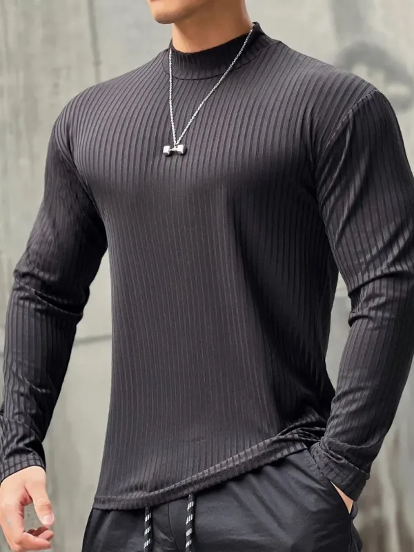 Men's Mock Neck Long Sleeve T-Shirt sold by Gigi Laurent