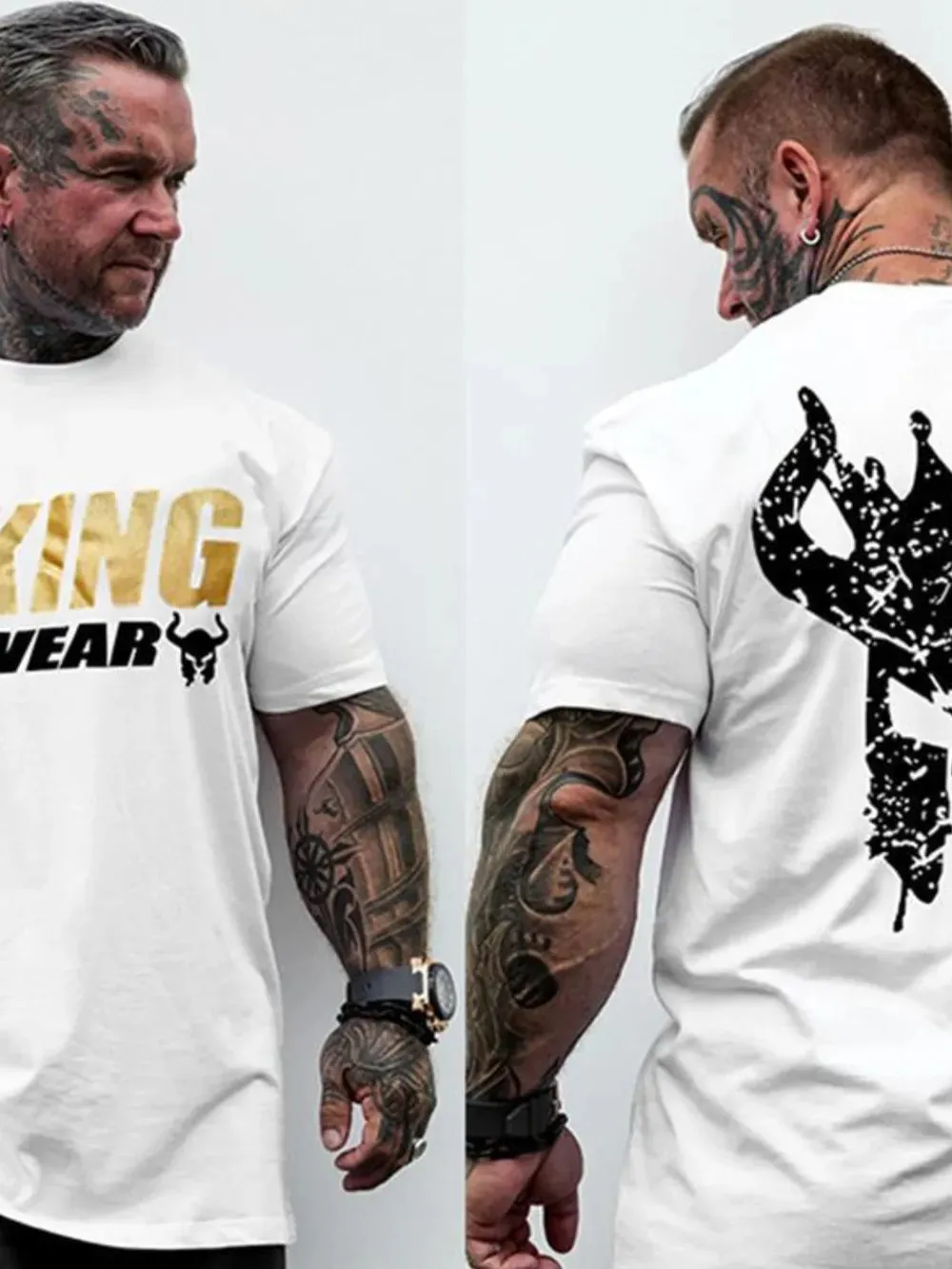 Men's Plus Size Graphic Back Round Neck Short Sleeve T-Shirt sold by Gigi Laurent product image thumbnail 4