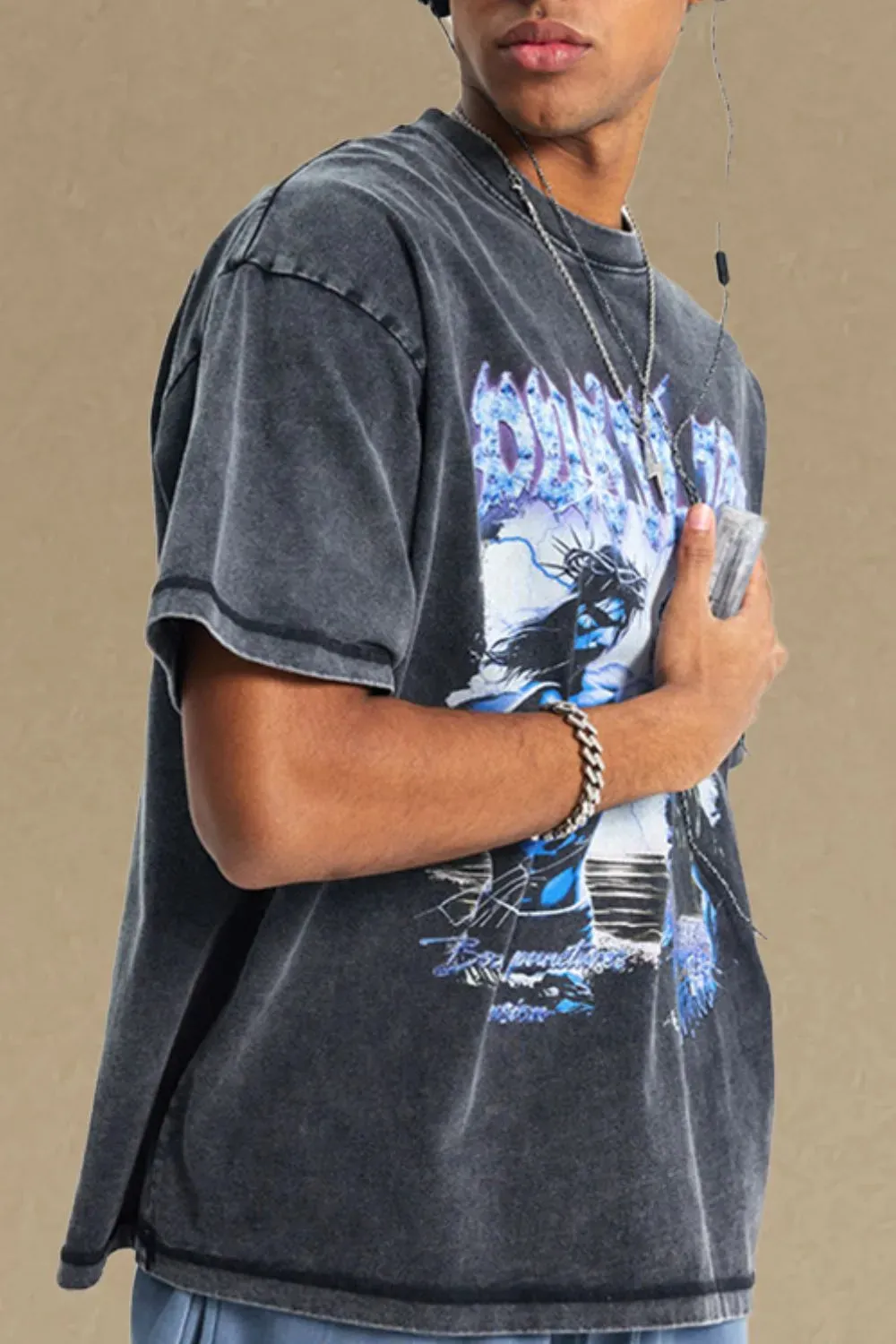 Men's Round Neck Half Sleeve Graphic T-Shirt sold by Gigi Laurent