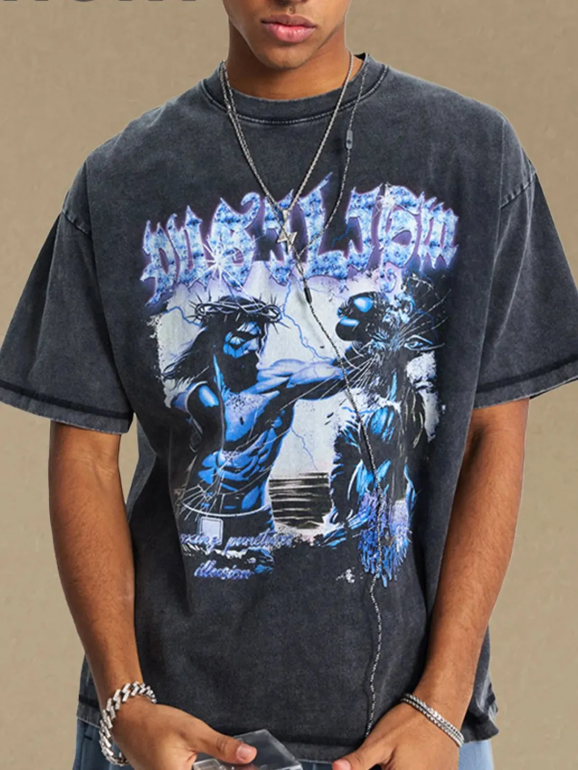 Men's Round Neck Half Sleeve Graphic T-Shirt sold by Gigi Laurent product image thumbnail 2