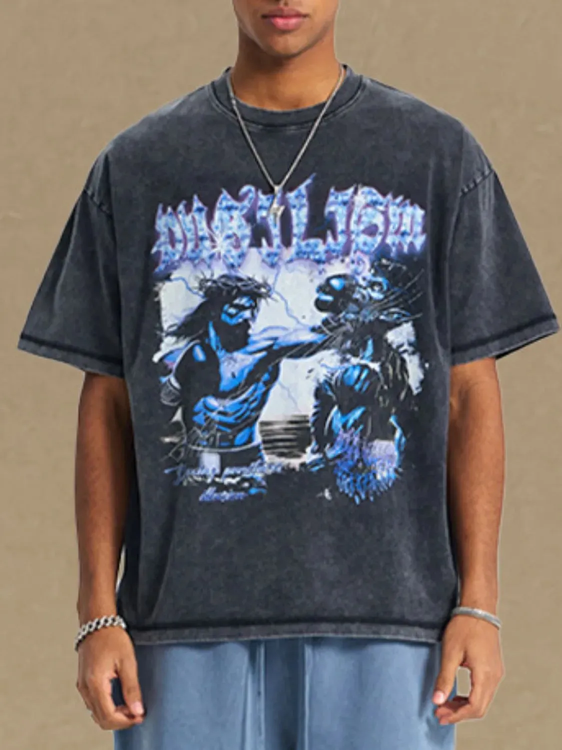 Men's Round Neck Half Sleeve Graphic T-Shirt sold by Gigi Laurent product image thumbnail 3