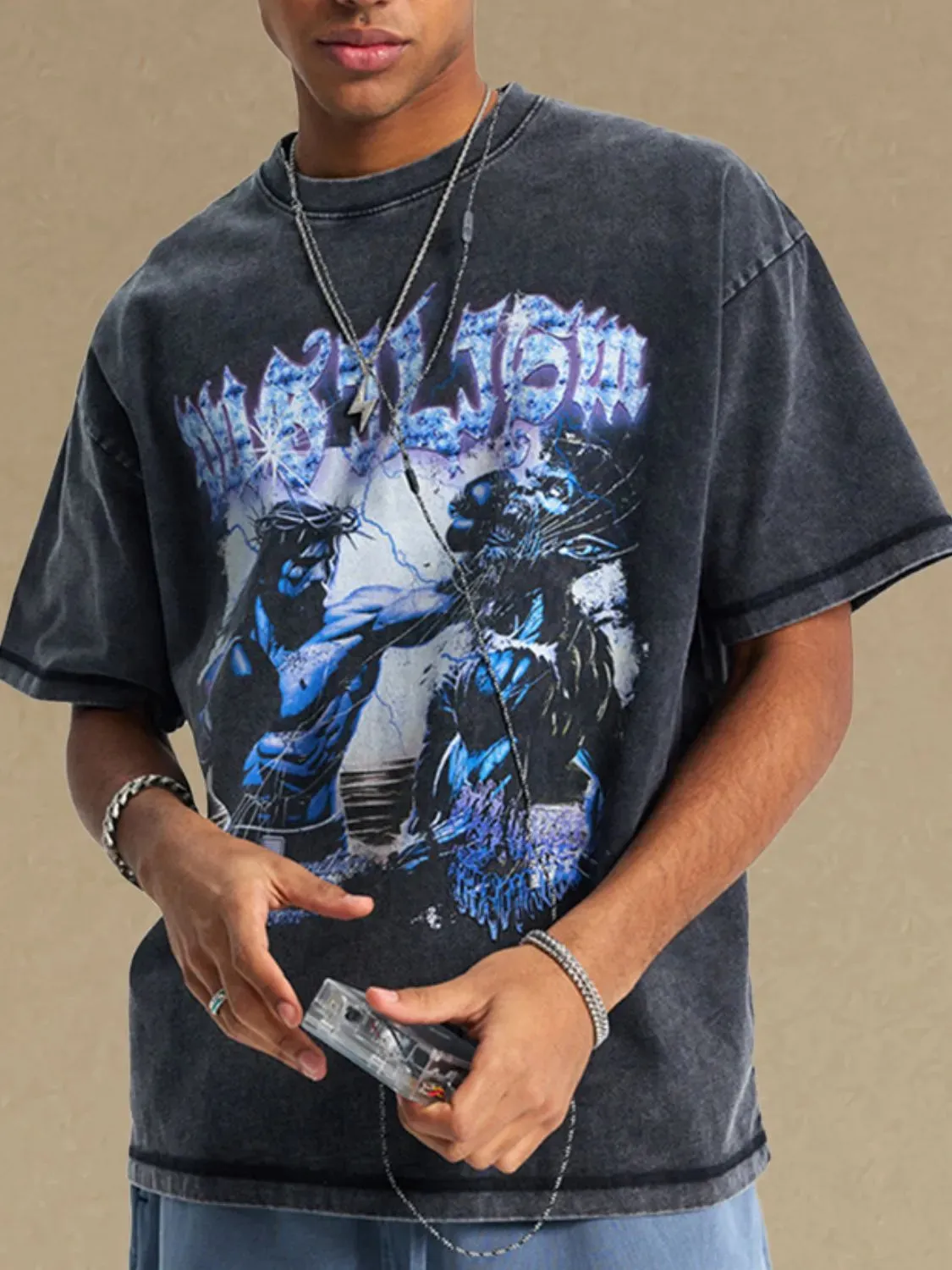 Men's Round Neck Half Sleeve Graphic T-Shirt sold by Gigi Laurent product image thumbnail 4