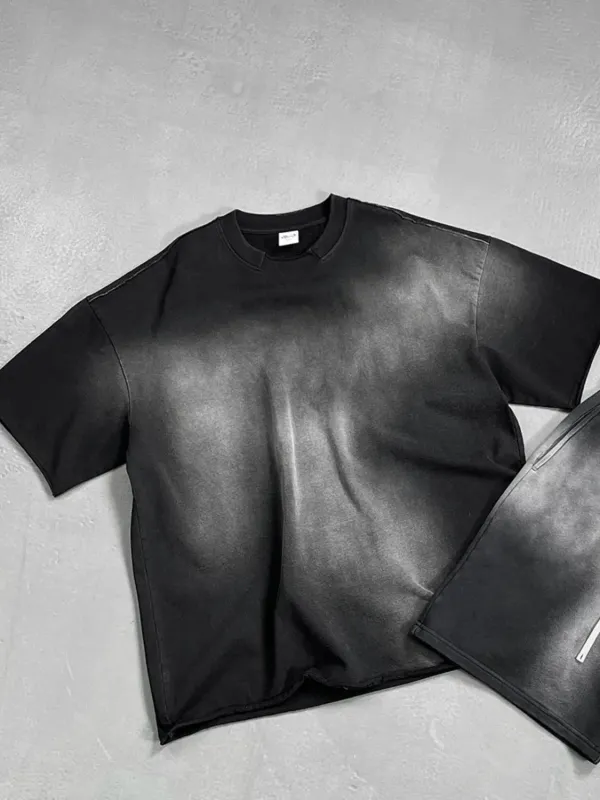 Men's Washed Round Neck Gradient T-Shirt sold by Gigi Laurent
