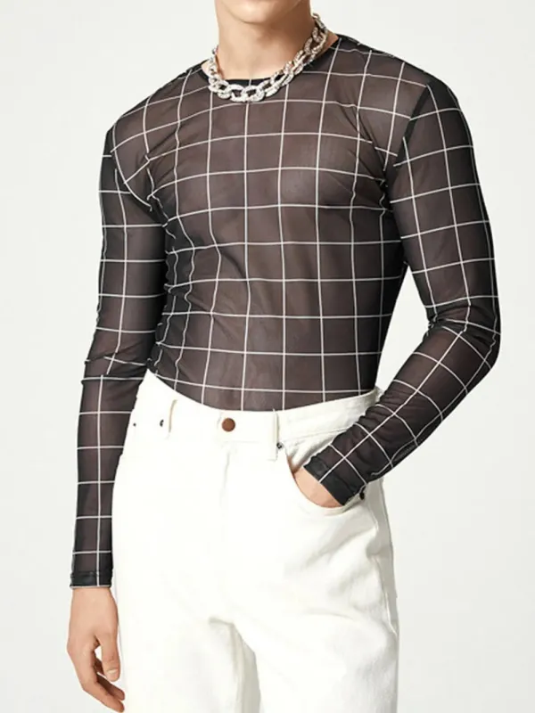 Men's Full Size Plaid Round Neck Long Sleeve Top Plus Size sold by Gigi Laurent