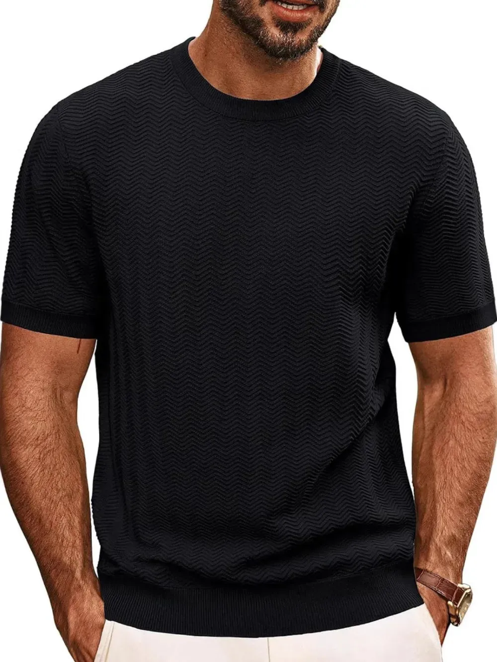 Men's Full Size Round Neck Short Sleeve T-Shirt Plus Size sold by Gigi Laurent product image thumbnail 5