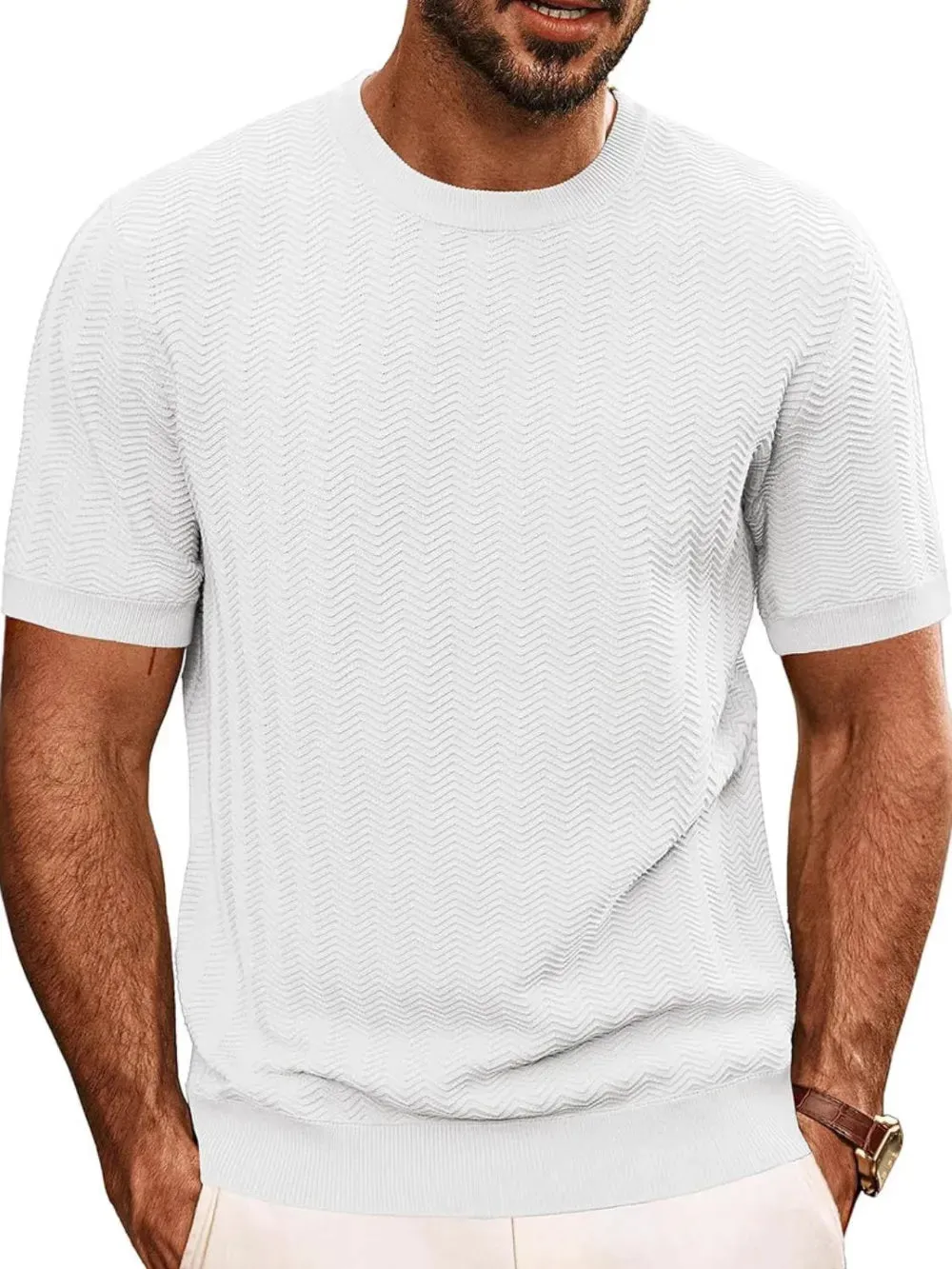 Men's Full Size Round Neck Short Sleeve T-Shirt Plus Size sold by Gigi Laurent product image thumbnail 3