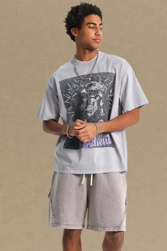 Men's Graphic Round Neck Short Sleeve T-Shirt sold by Gigi Laurent