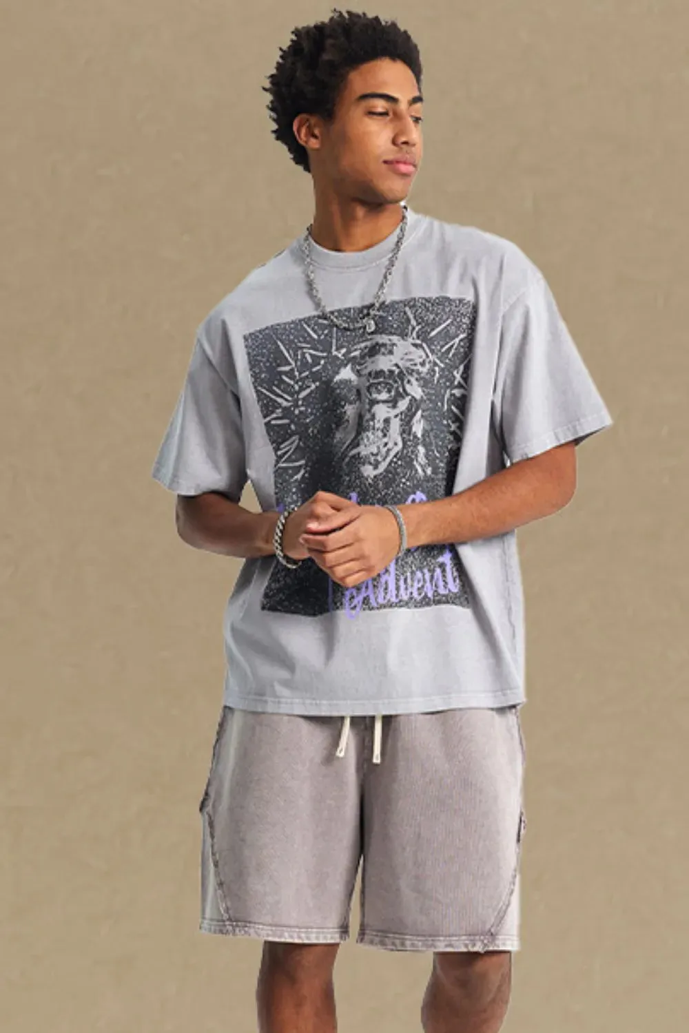 Men's Graphic Round Neck Short Sleeve T-Shirt sold by Gigi Laurent