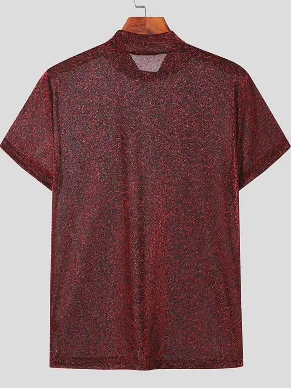 Men's Full Size Glitter Mock Neck Short Sleeve Top Plus Size sold by Gigi Laurent product image thumbnail 4