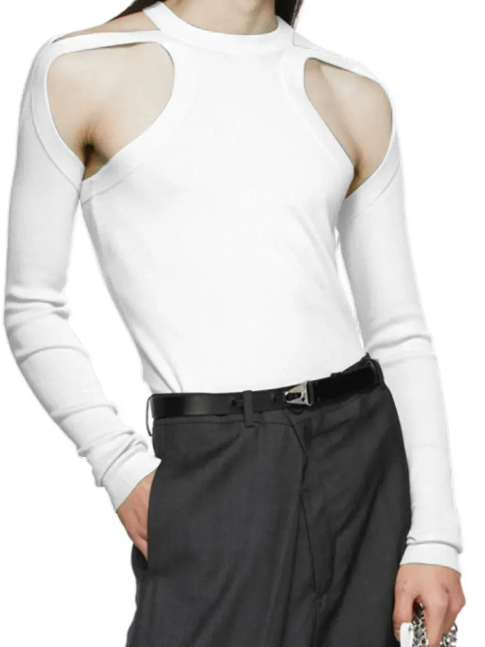 Men's Full Size Cutout Round Neck Long Sleeve Top Plus Size sold by Gigi Laurent product image thumbnail 3