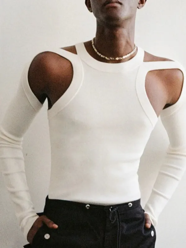 Men's Full Size Cutout Round Neck Long Sleeve Top Plus Size sold by Gigi Laurent