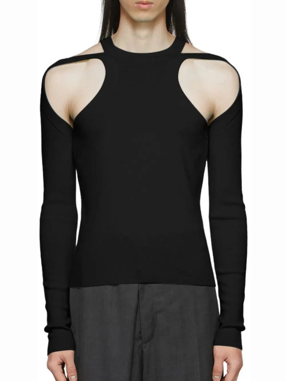 Men's Full Size Cutout Round Neck Long Sleeve Top Plus Size sold by Gigi Laurent product image thumbnail 5